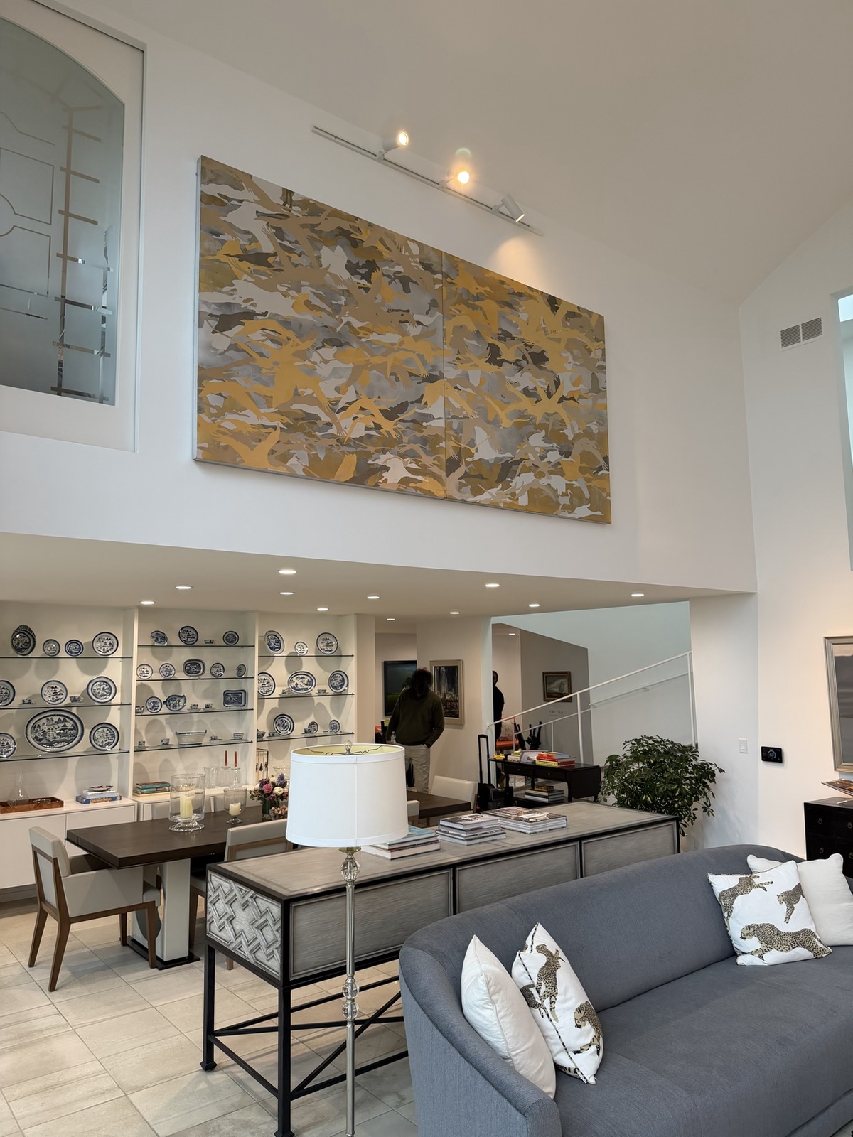 Clean residential fine art installation by ORLEG Mounting Services