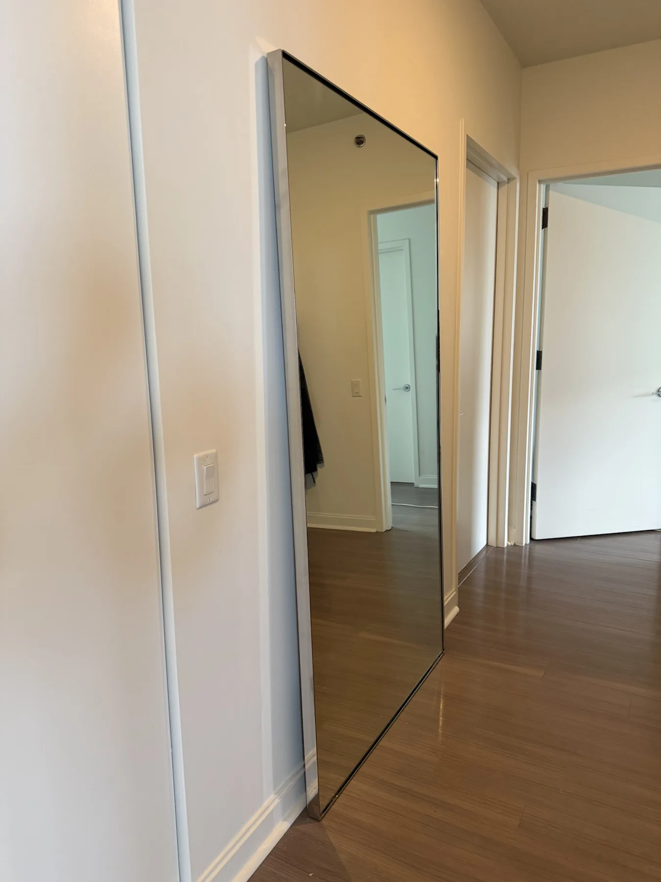 Completed mirror installation by ORLEG Mounting Services
