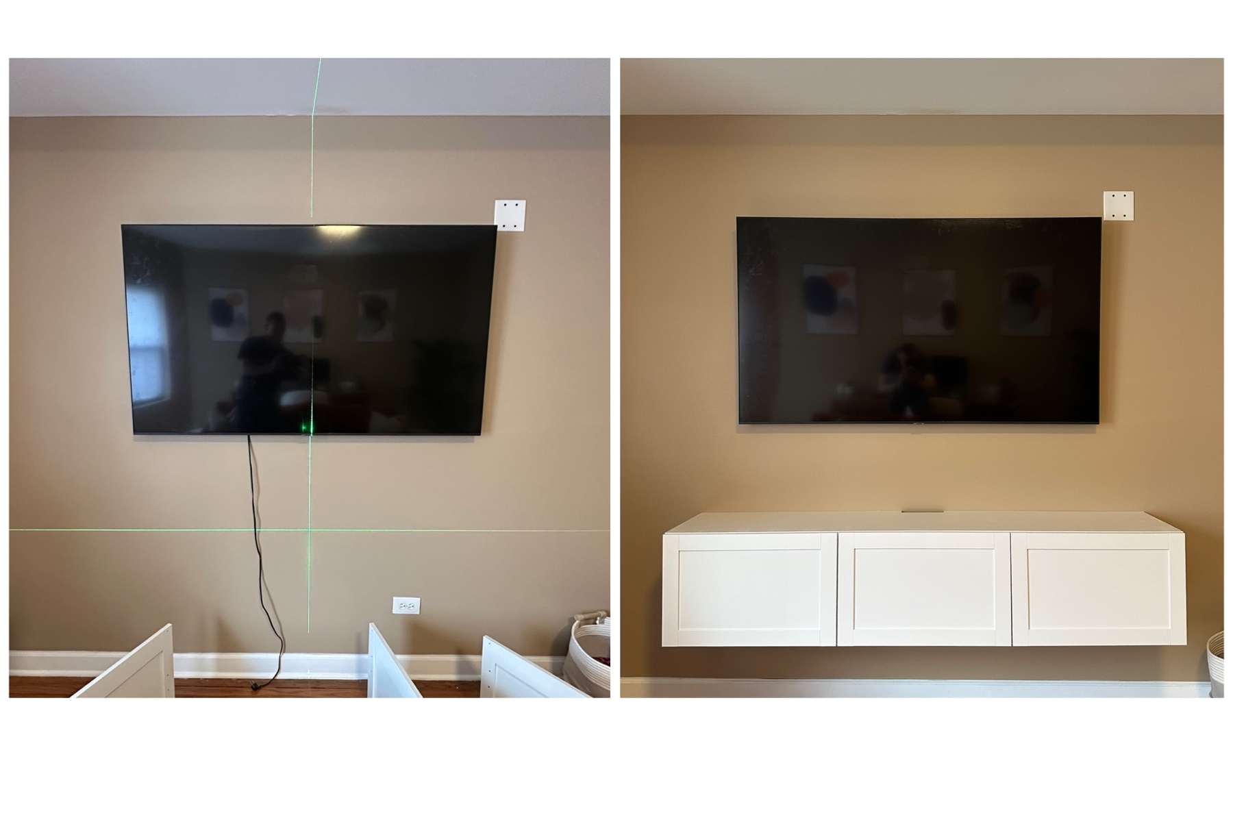 Completed TV installation by ORLEG Mounting Services