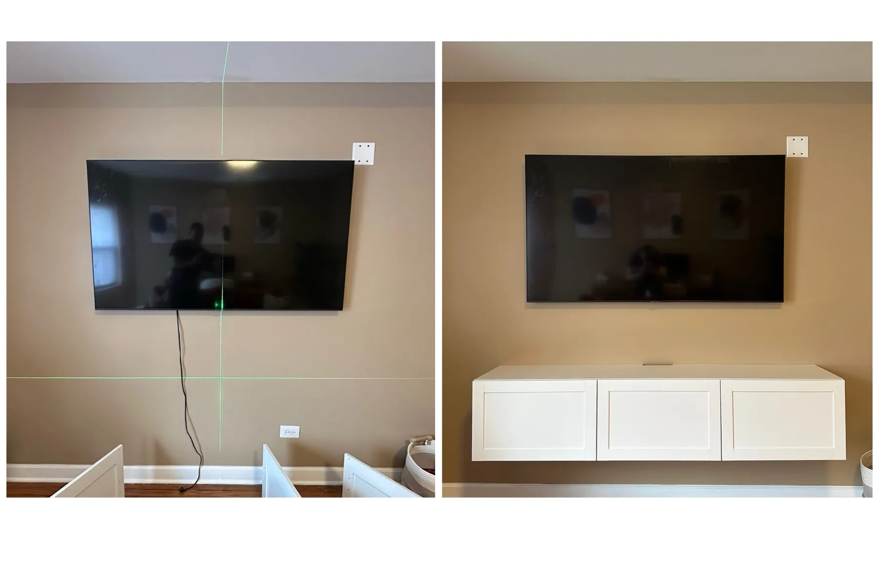 Completed TV installation by ORLEG Mounting Services