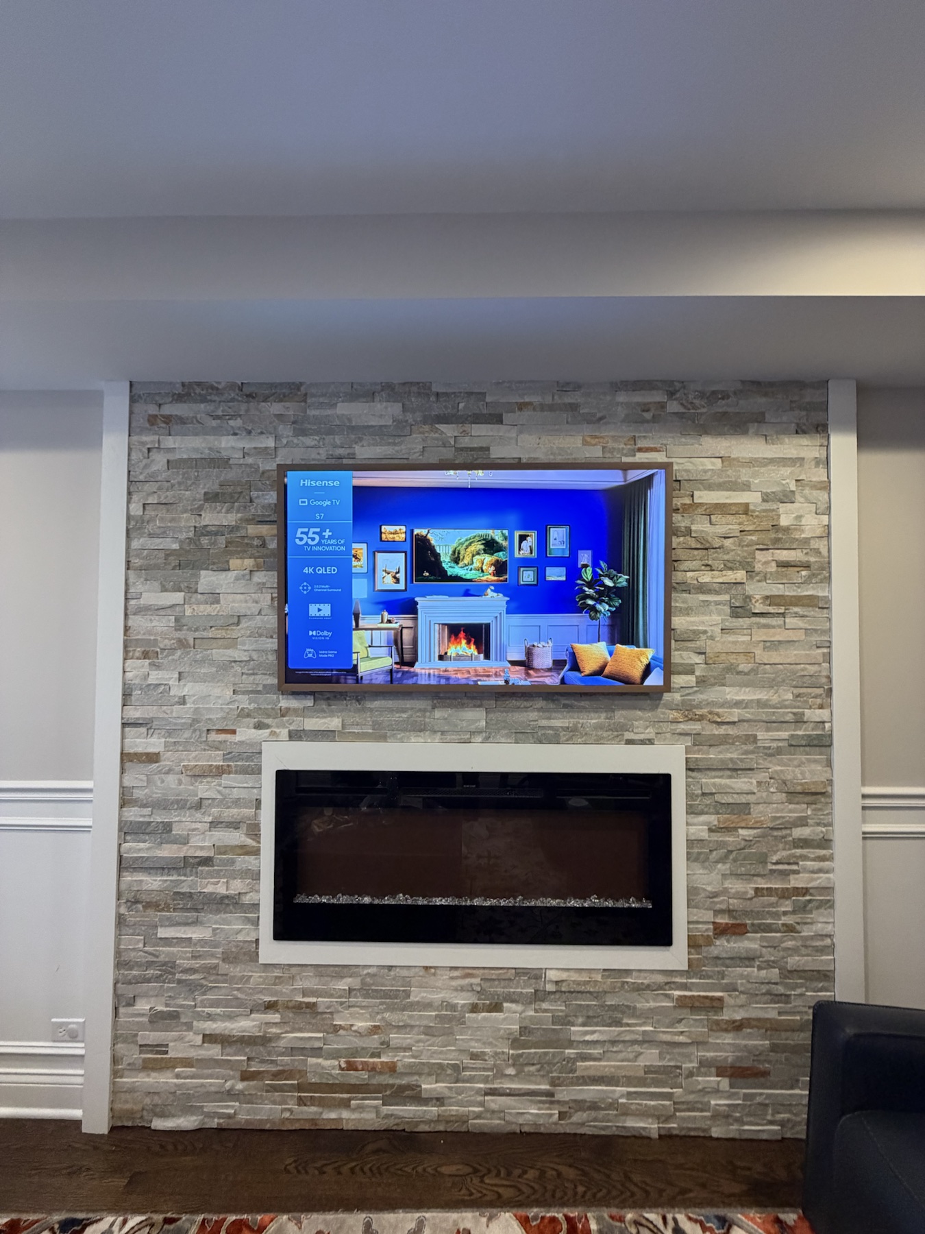 Completed TV installation by ORLEG Mounting Services
