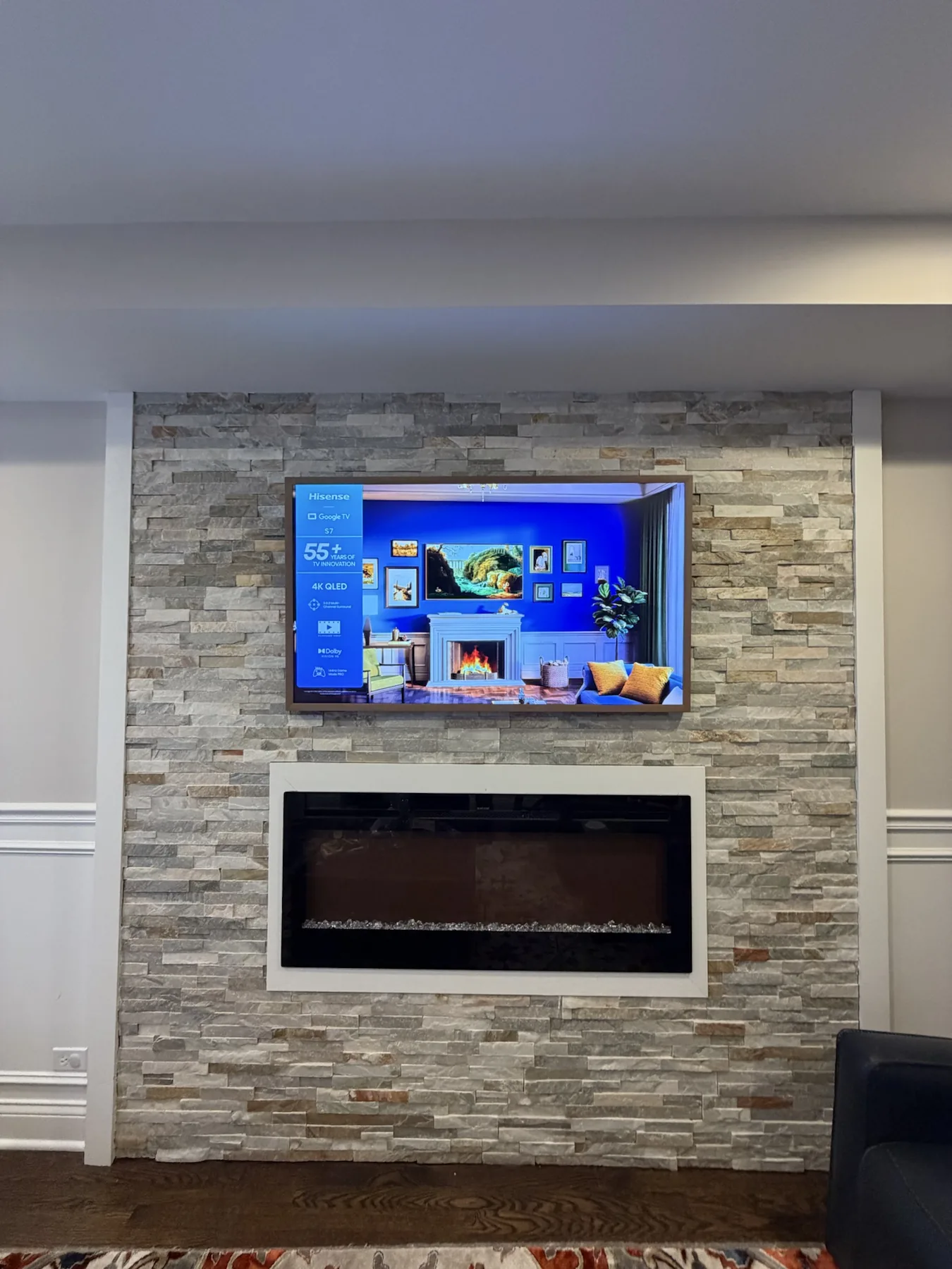 Completed TV installation by ORLEG Mounting Services