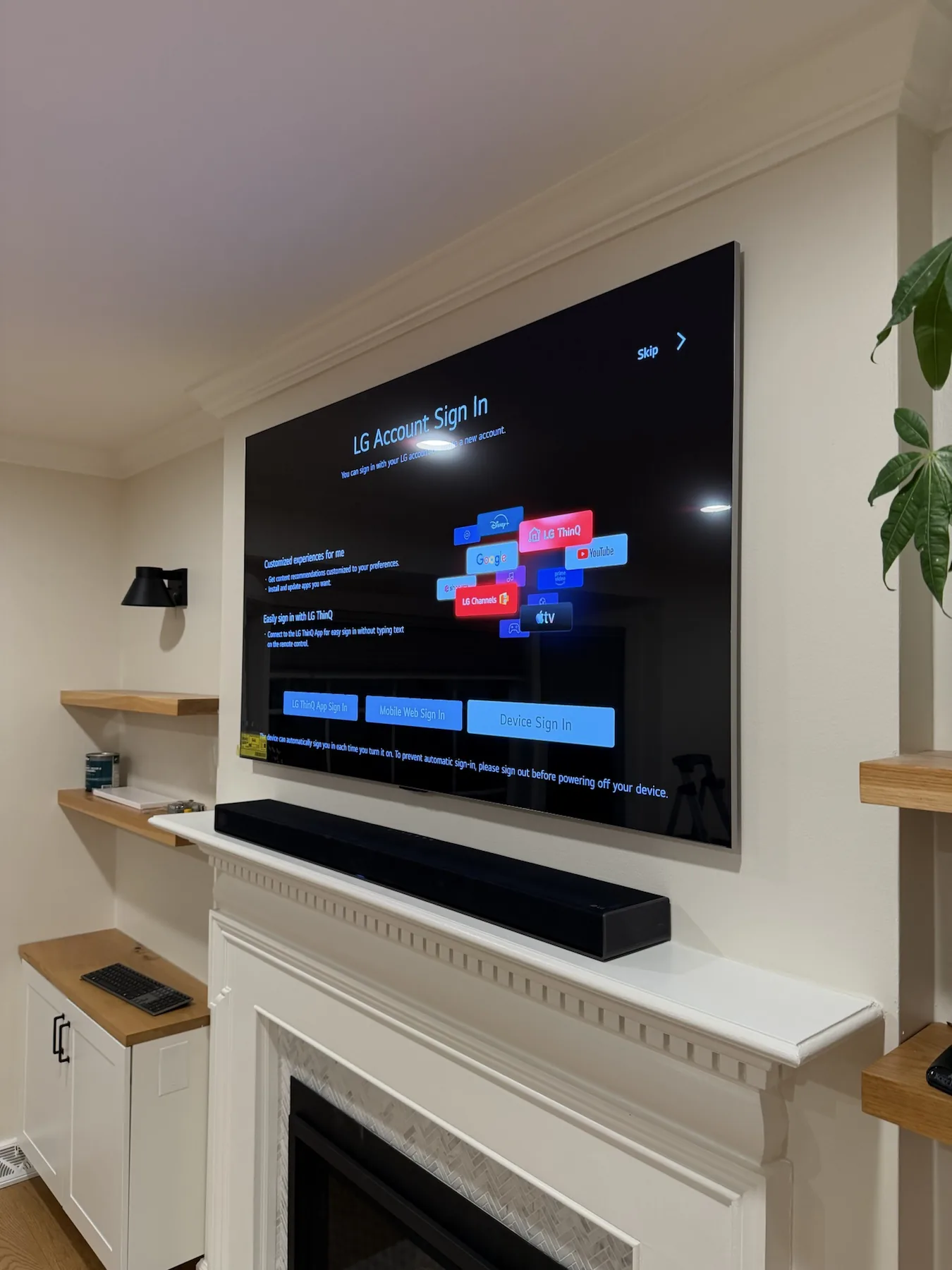 Completed TV installation by ORLEG Mounting Services